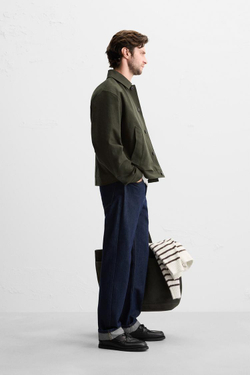 ZARA КУРТКА ИЗ ТВИЛА С РЕЛЬЕФНЫМ УЗОРОМ, ХАКИ