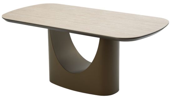 Стол CRESPO 180 TRAVERTINE CA086, керамика / темное золото