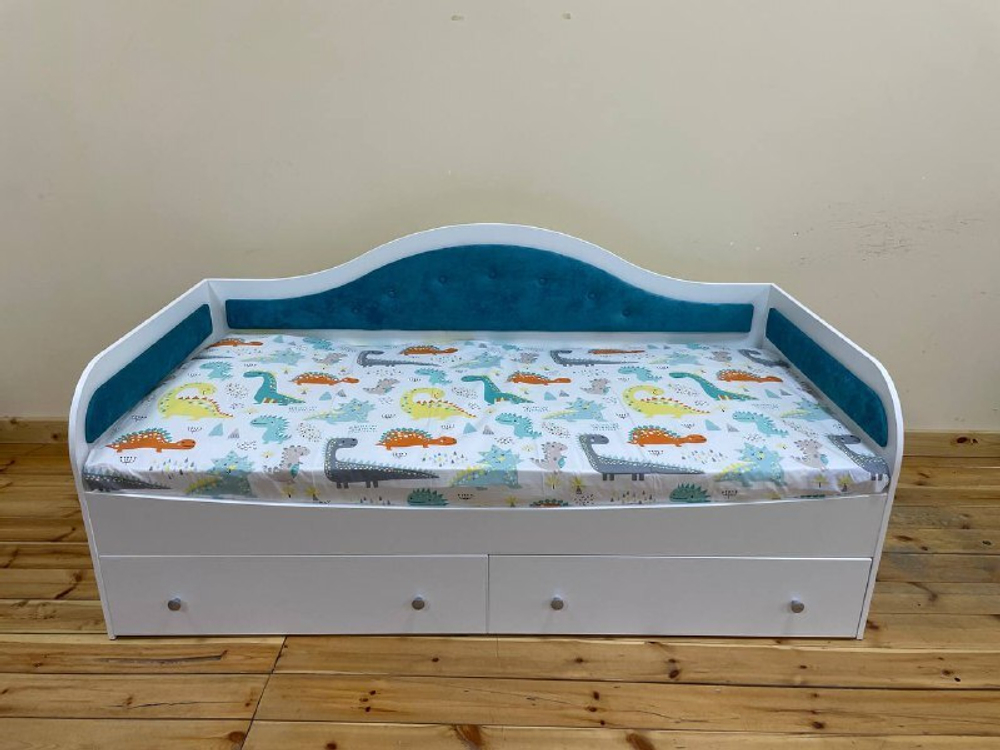 Кровать Lori Белый/Лофти Лазурь 190*90