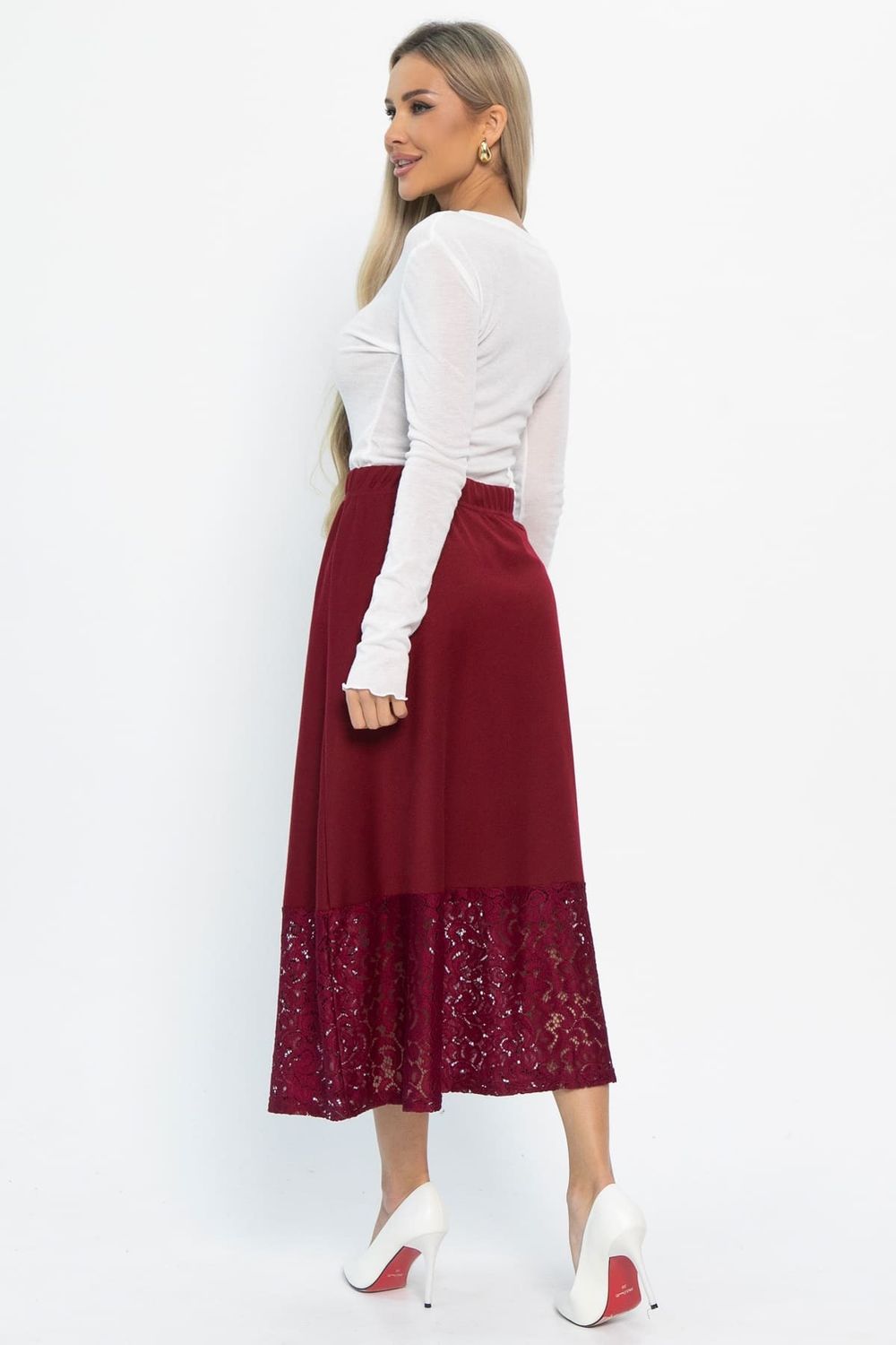 Юбка с кружевом Элегия (бордо) Ю14912-10М LT Collection