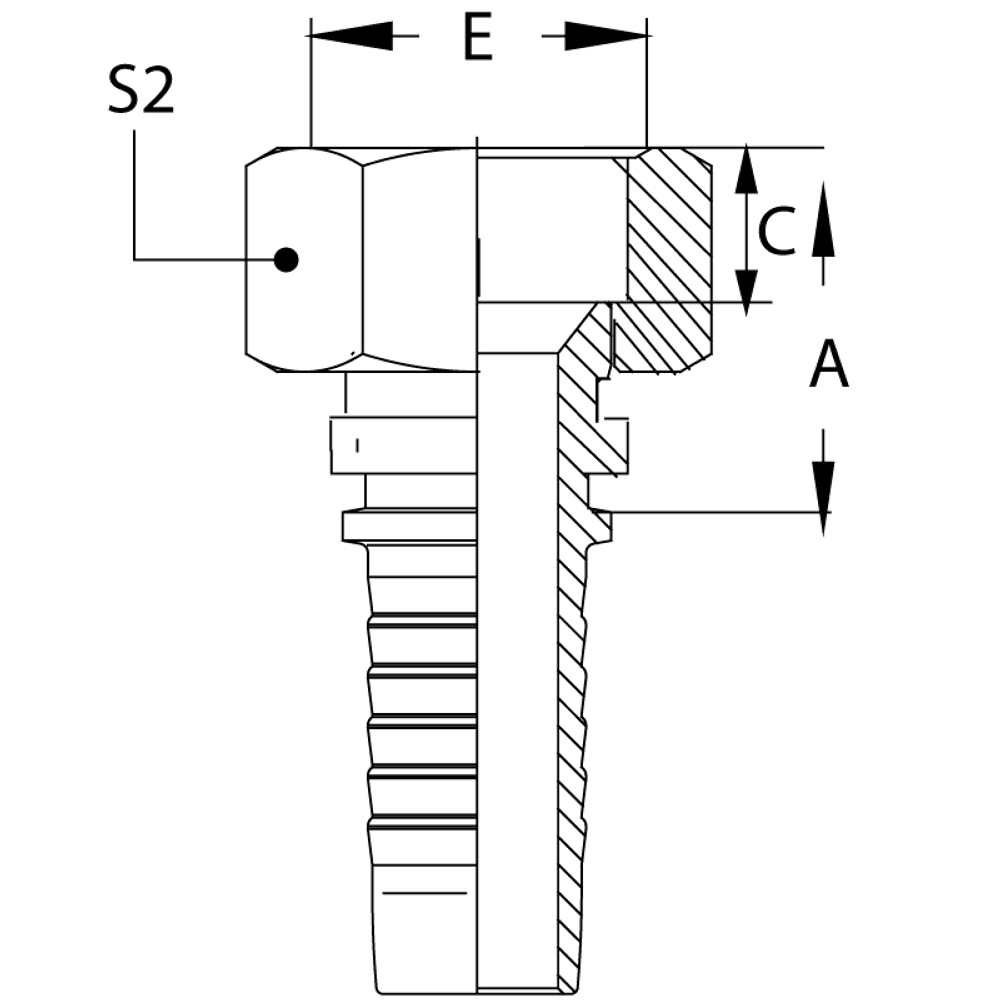 Фитинг DN 38 DKI (Г) 52x2 накидная гайка