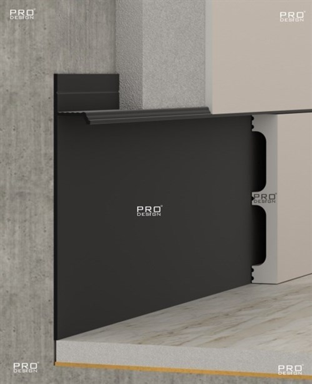 Скрытый плинтус Pro Design 323B 9005 Черный муар 2700мм