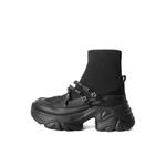 BELLE Fabric Ankle Boots 5.5cm Women"s Black, Silver