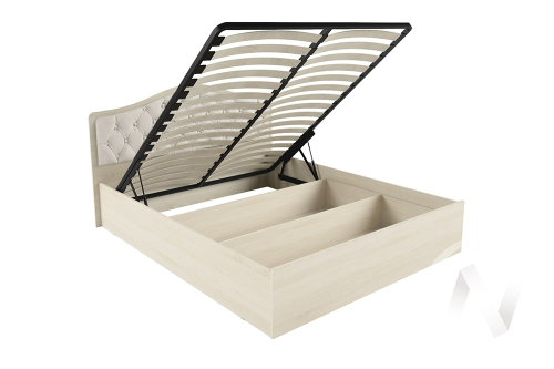 Кровать "Дели 1;4" с осн. ортопед. с подьемным механизмом (Дуб молочный/Велюр карамель)