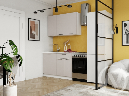 Кухня 1;2 м "Хейли" белый; кашемир (корпус белый)