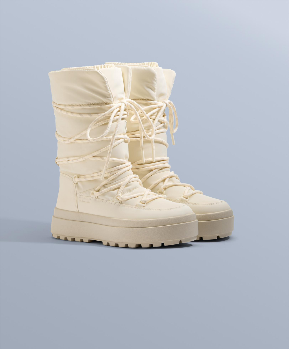 OYSHO Нейлоновые ботинки на шнуровке для après-ski, экрю