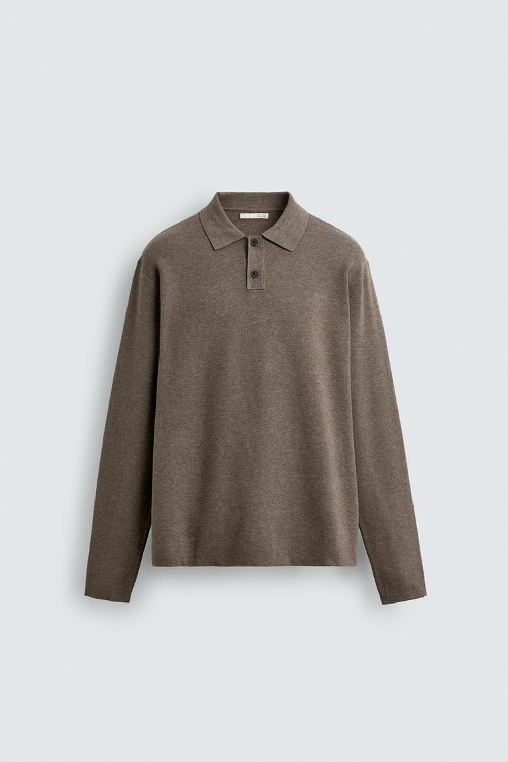 ZARA МЯГКОЕ ТРИКОТАЖНОЕ ПОЛО, СЕРОВАТО-КОРИЧНЕВЫЙ