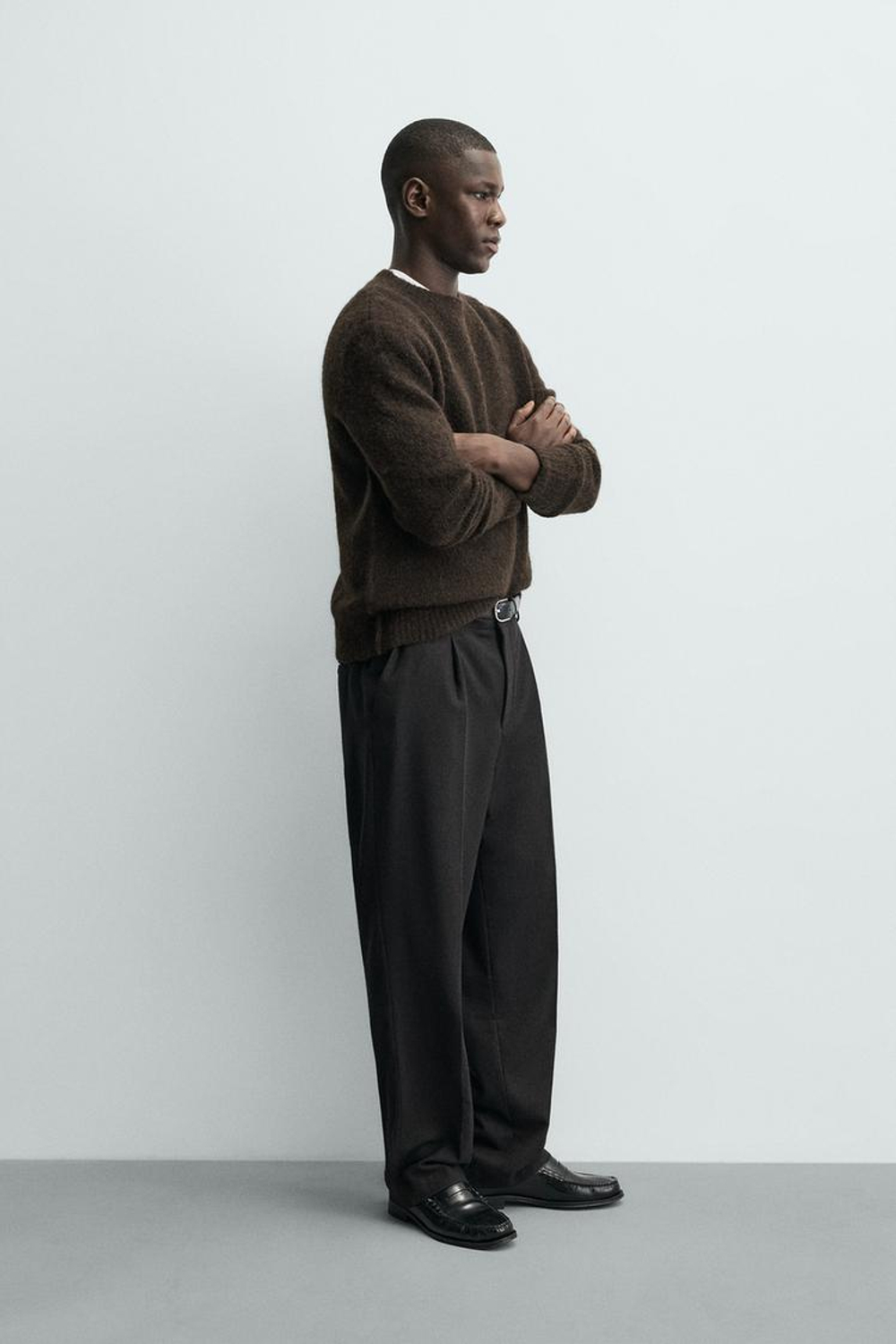 ZARA ФАКТУРНЫЙ СВИТЕР С ШЕРСТЬЮ, ШОКОЛАДНЫЙ