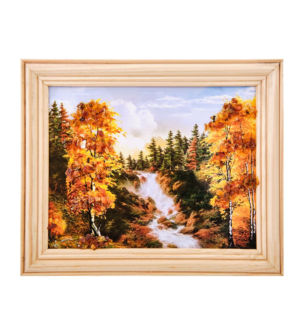 AMB-54/ 5 Картина «Красота природы» (с янтарной крошкой) дер.рамка 12х15