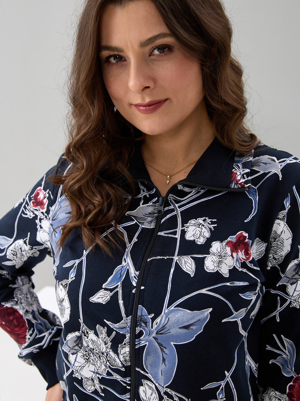 Костюм с брюками КБ-184/синий-плетистаяроза