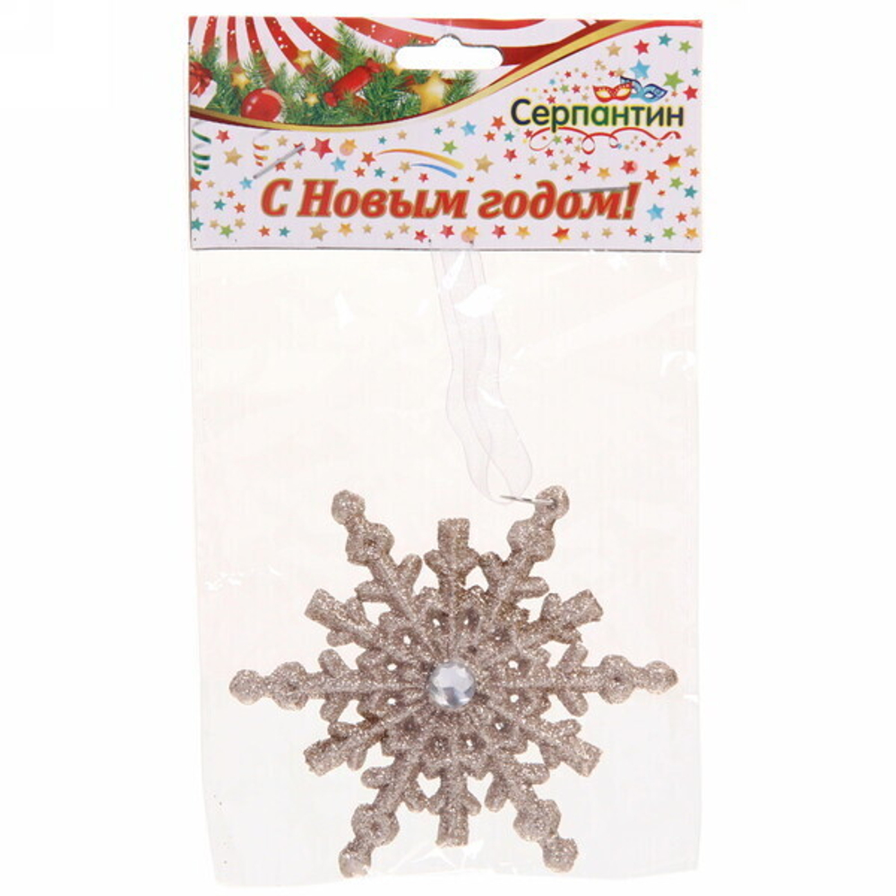 Подвеска «Снежинка» 10 см, золото