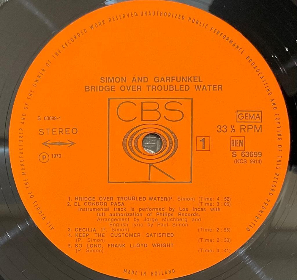 Simon And Garfunkel- Bridge Over Troubled Water (Голландия 1970г.)