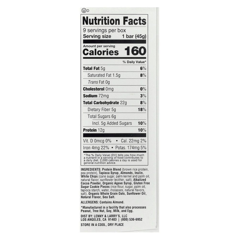 Lenny & Larry's, The Complete Cookie-Fied Bar®, печенье и крем, 9 батончиков, 45 г (1,59 унции)