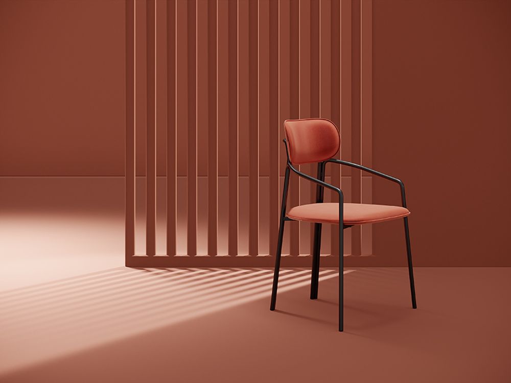 Стул Ror, Round, велюр, черный/темно-красный