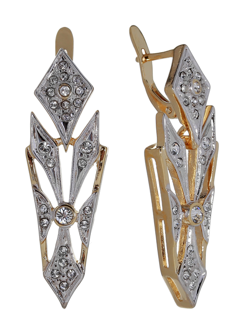 "Реала"  серьги в золотом покрытии из коллекции "Ревю" от Jenavi  с английским замком