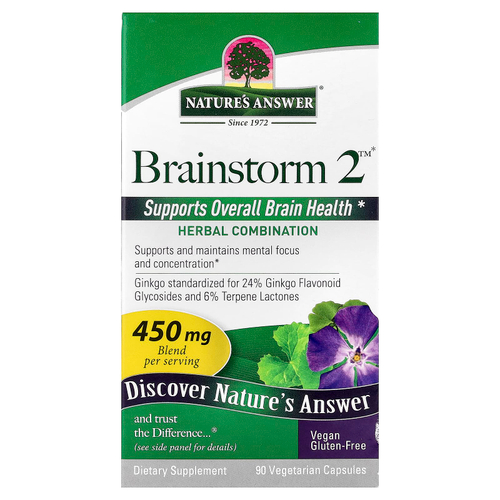 Nature's Answer, Brainstorm 2™, смесь трав, 90 вегетарианских капсул