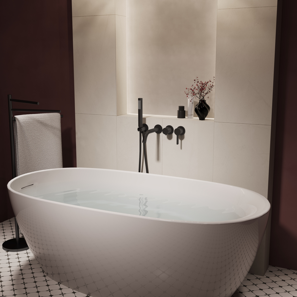 Смеситель для ванны Вилла (Villa) Vincea VTFW-1VL1MB, встраиваемый, черный
