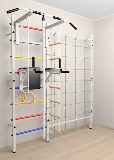 Шведская стенка Sv Sport усиленная 610 (Турник стандарт/Брусья/Канат/Kольца/Лестница/Канатный лаз/Сетка)