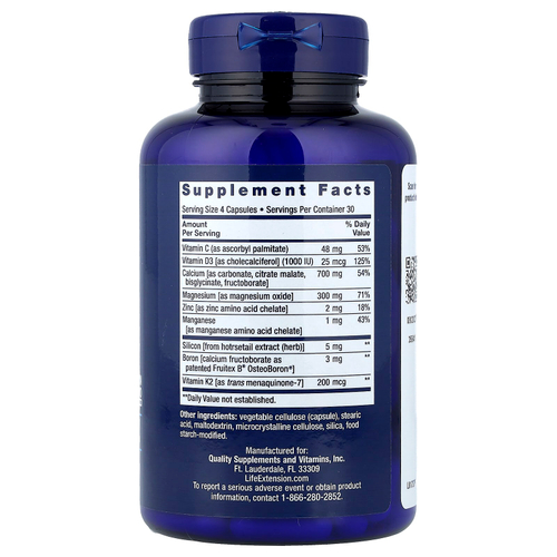 Life Extension, восстановление костей с витамином К2, 120 капсул