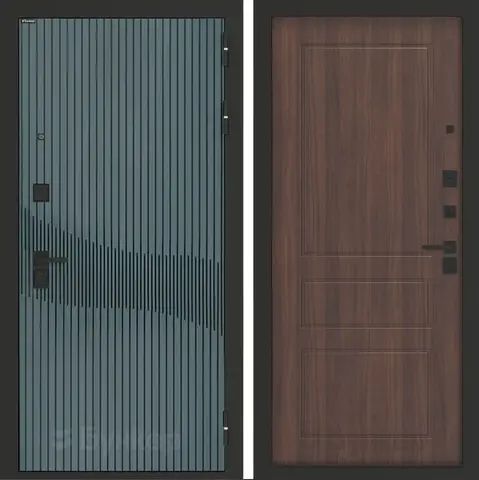 Входная металлическая дверь Бункер БН-13 Веллюто верде ФЛ-116 Орех бренди