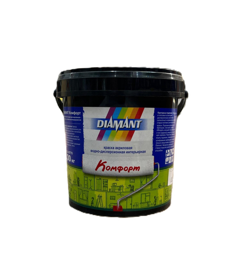 КРАСКА АКРИЛОВАЯ В/Д БЕЛАЯ DIAMANT КОМФОРТ 0,9Л / 1,3КГ
