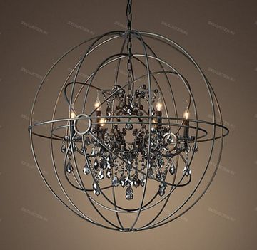 Люстра FOUCAULT'S TWIN-ORB SMOKE CRYSTAL Restoration Hardware 68060349