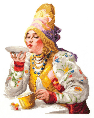 "Боярышня за чаем"-66-01 вышивка