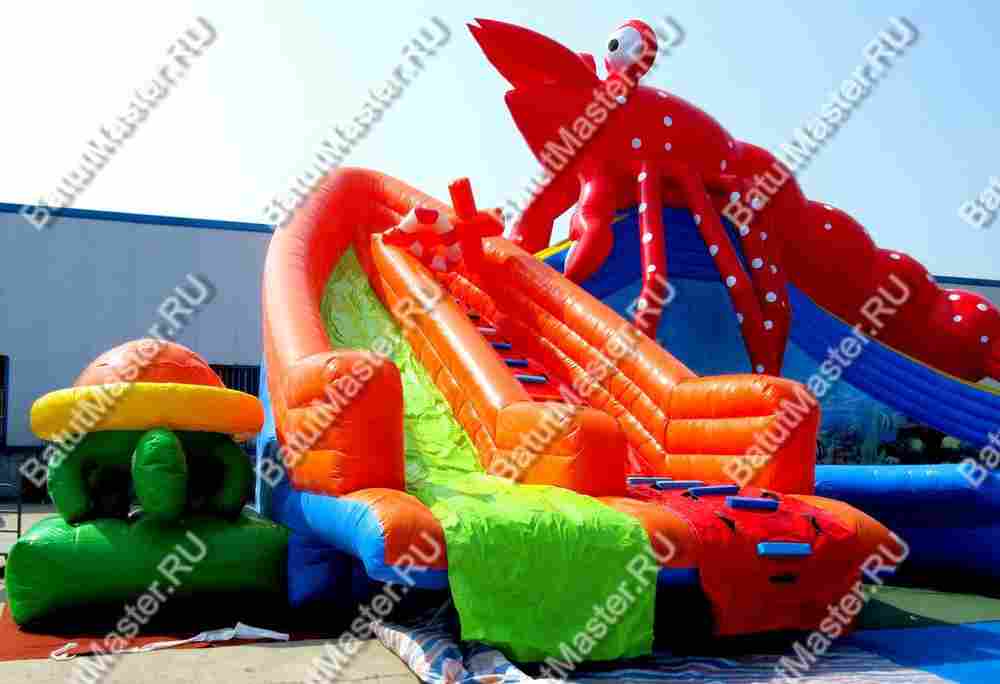 Наземный надувной аквапарк «Аквасфера-2», бассейн с круглым бортом и горкой 27*20*8 м