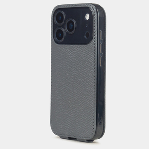 Чехол iPhone 17 Pro Max натуральная кожа сафьяно, серого цвета