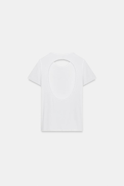 ZARA ФУТБОЛКА С ВЫРЕЗОМ НА СПИНЕ, БЕЛЫЙ