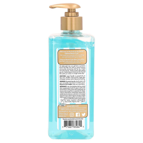 Fruit of the Earth, Cabana Бич Клуб, гель после загара с алоэ вера с мятой и эфирными маслами, 453 г (16 унций)