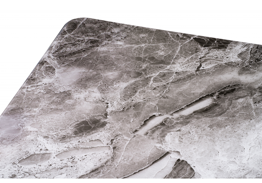 Стол стеклянный Woodville Бугун мрамор серый, черный