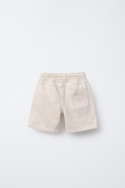 ZARA КОМФОРТНЫЕ ШОРТЫ ИЗ ТВИЛА, ЭКРЮ