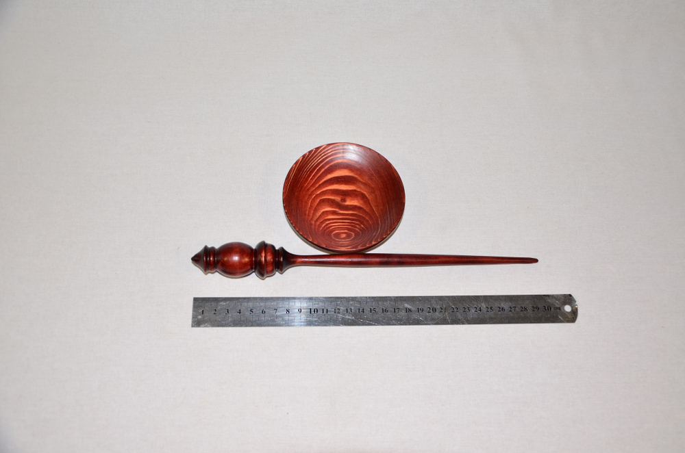 Большое опорное веретено для прядения с подставкой из древесины сосна 290 мм. Art of Siberia. B11