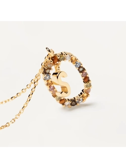 Колье Буква S серебро 925 пробы покрытое золотом