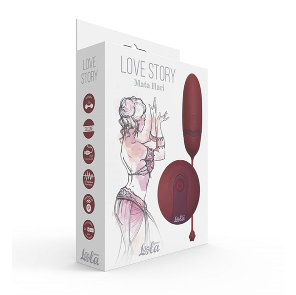 Бордовое виброяйцо 7,5см с пультом ДУ Lola Games Love Story Mata Hari 1800-03Lola