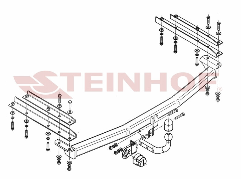 Фаркоп на Chrysler Voyager Stown Go 2008-2015, Chrysler Grand Voyager Stown Go 2008-2015, Dodge Caravan Stown Go 2008-2016, Dodge Grand Caravan Stown Go 2008-2016 (все кроме версий с парктрониками) (паспорт и сертификат в комплекте)(без электрики) Steinhof.C-207