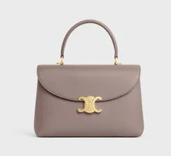 Сумки CELINE MEDIUM NINO из блестящей телячьей кожи серый