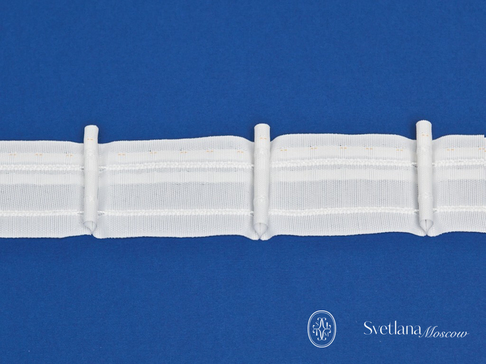 Шторная лента Bandex TANGO 1:1.5 P1, групповые складки, цвет белый (ширина 50 mm)