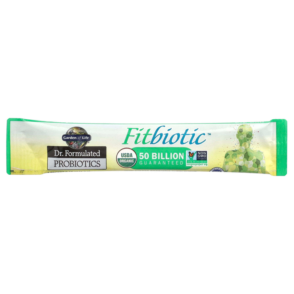 Garden of Life, Компания Dr. Формула пробиотиков, Fitbiotic ™, без добавок, 50 млрд КОЕ, 20 пакетиков по 4,2 г (0,15 унции)