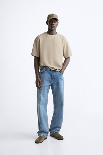 ZARA ФУТБОЛКА ИЗ РЕЛЬЕФНОЙ ТКАНИ, РЫЖЕВАТО-КОРИЧНЕВЫЙ