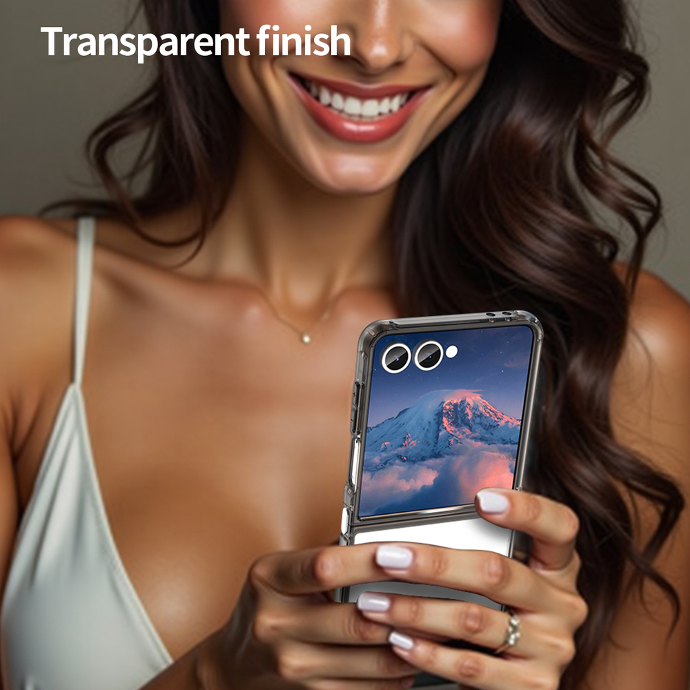 Чехол прозрачный для Samsung Galaxy Z Flip 7, мягкие усиленные боковые рамки серого цвета