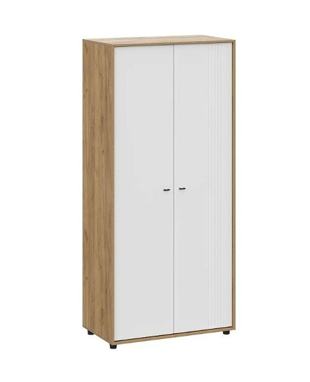 Милан Шкаф двухстворчатый Дуб Золотой/Белый Матовый