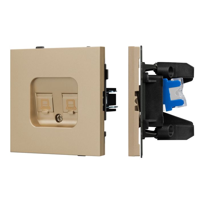 Механизм компьютерной розетки двойной SCT-TENDO-MPC2-SFPL-GD (RJ-45, CAT6) Arlight 054596