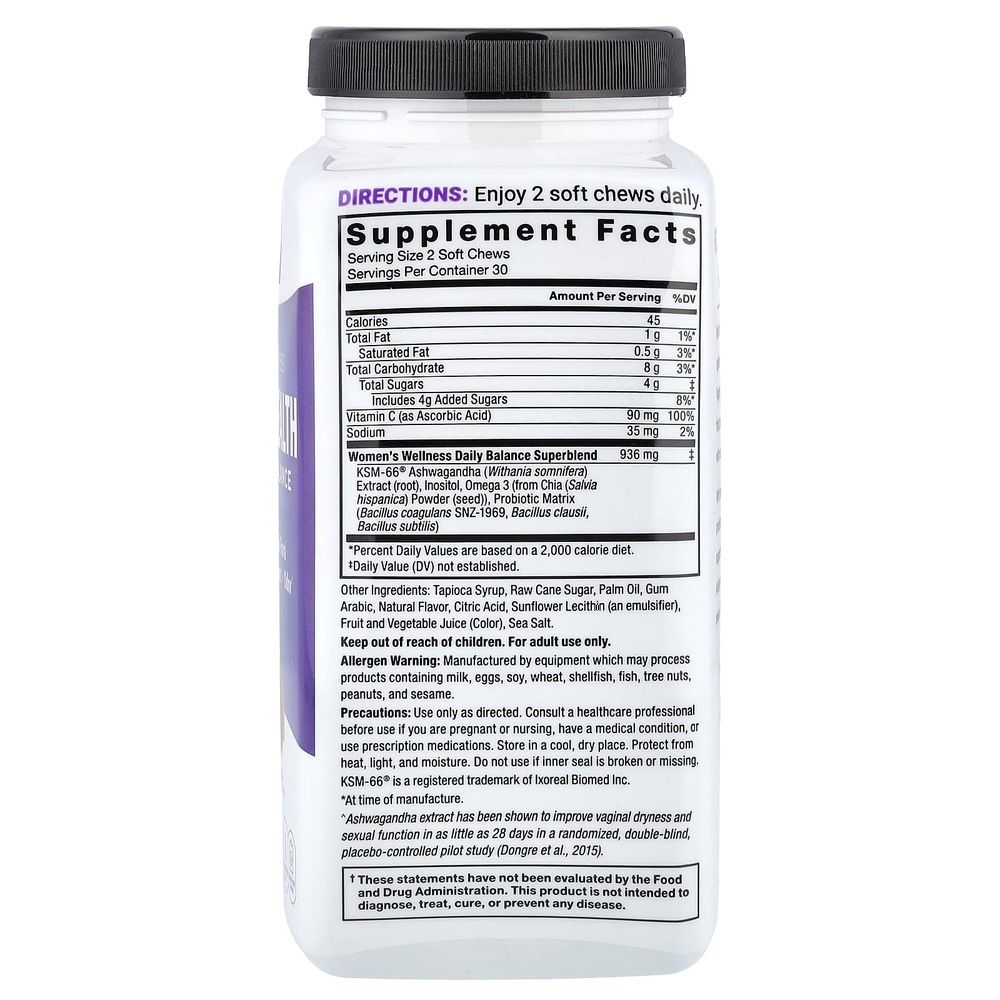 Force Factor, Women's Wellness, здоровье влагалища и гормональный баланс, тропический пунш, 60 жевательных таблеток