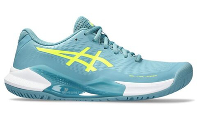 Женские теннисные кроссовки Asics Gel-Challenger 14 - gris blue/safety yellow - Gray Бирюзовый