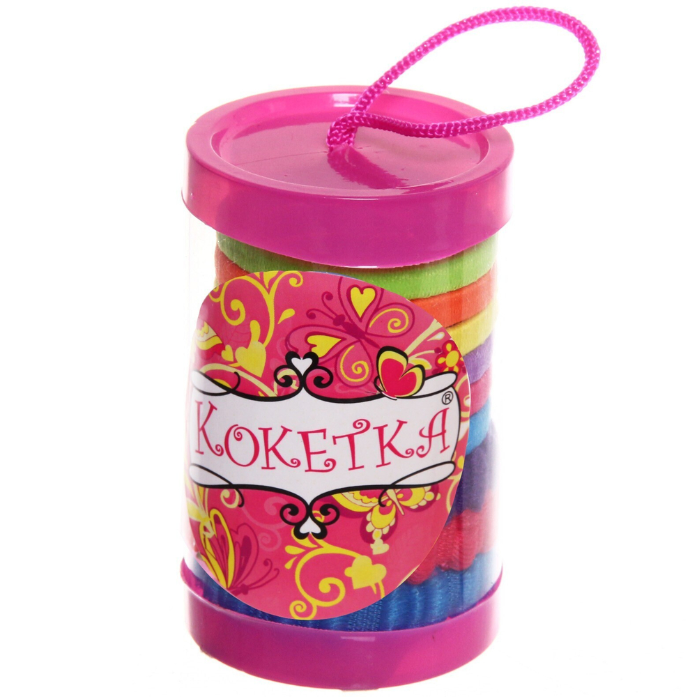 Резинки для волос детские в тубе 9шт «ЗАБАВА», спиральки, цвет микс, d-4см (наклейка Кокетка)