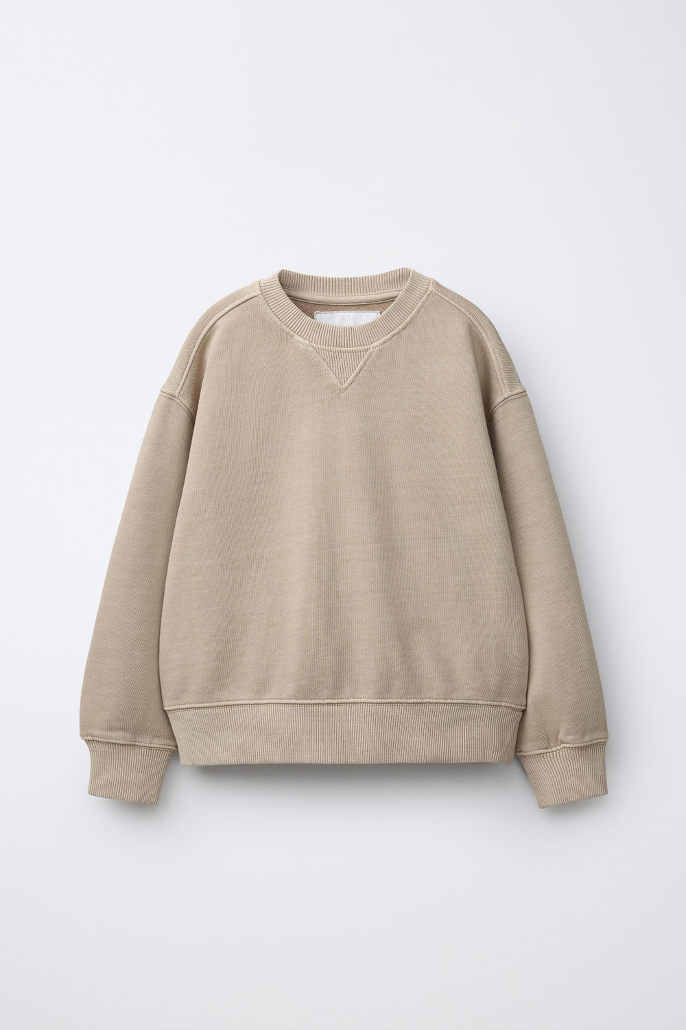 ZARA ОДНОТОННАЯ ТОЛСТОВКА ИЗ КРАШЕНОЙ ТКАНИ, БЕЖЕВЫЙ