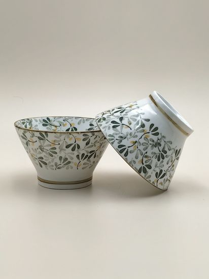 Салатник 12,5х7,5 см. "Япония" зеленый декор