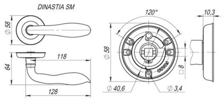 Ручка Fuaro (Фуаро) раздельная DINASTIA SM AB-7 матовая бронза
